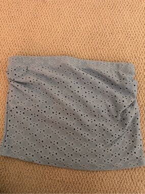 Match Eyelet Lace tube top in Dusty Blue